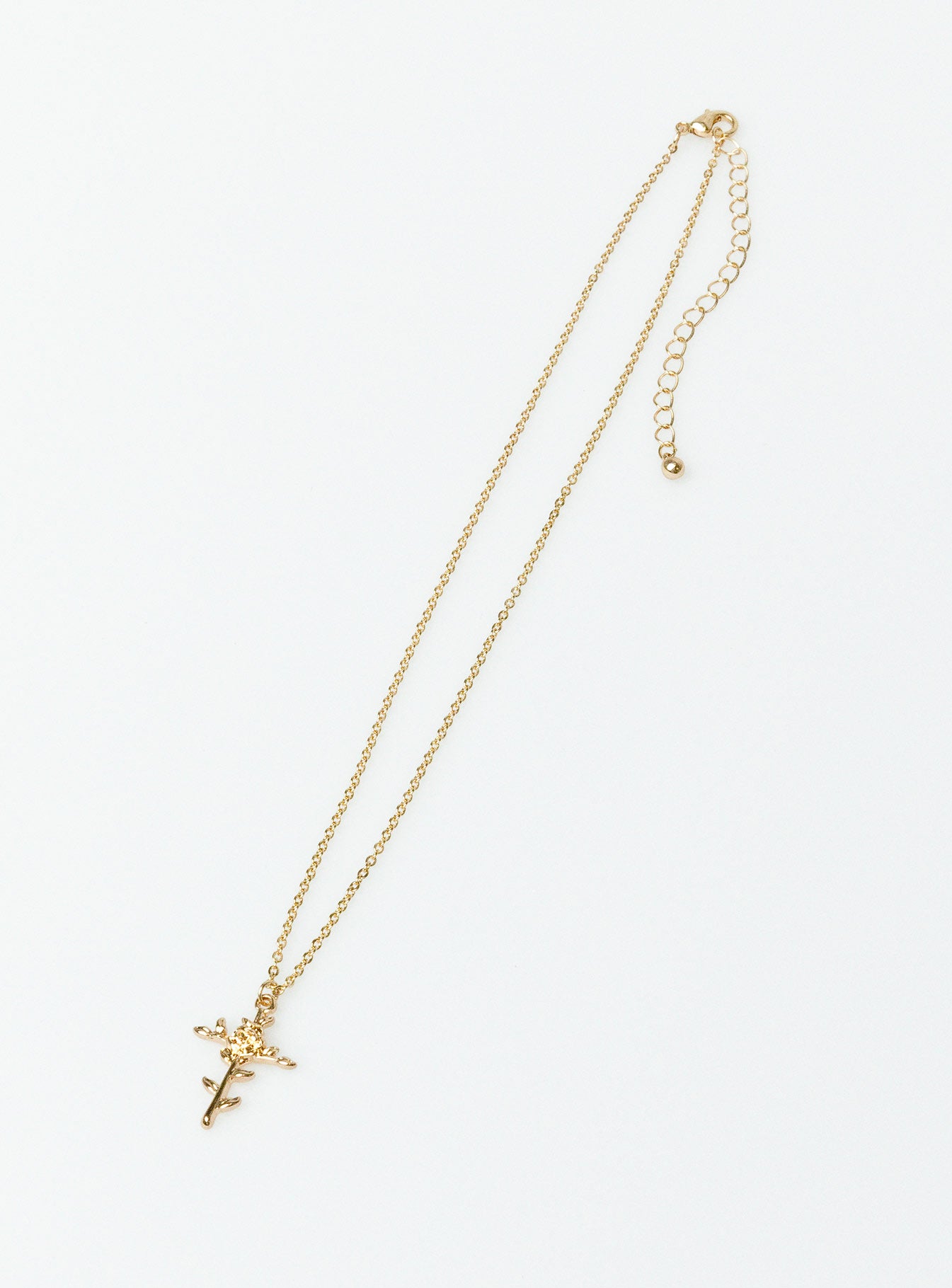 Necklace Gold toned Cross charm Lobster clasp fastening