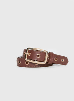 Rileigh Eyelet Faux Leather Belt Brown / Gold
