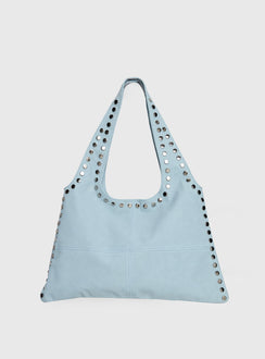 Tell The Truth Studded Faux Suede Bag Blue