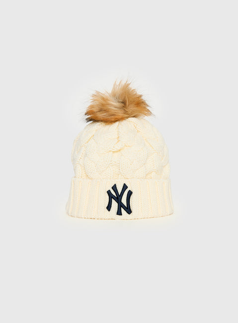 New York Yankees Knit Beanie Cream