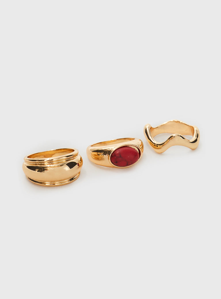 Esteban Ring Pack Gold / Red