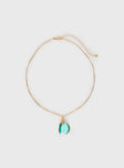 Gold-toned necklace Gemstone pendant, lobster clasp fastening