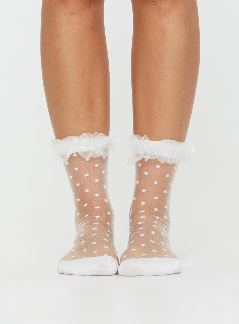 White Ankle Socks with Dots