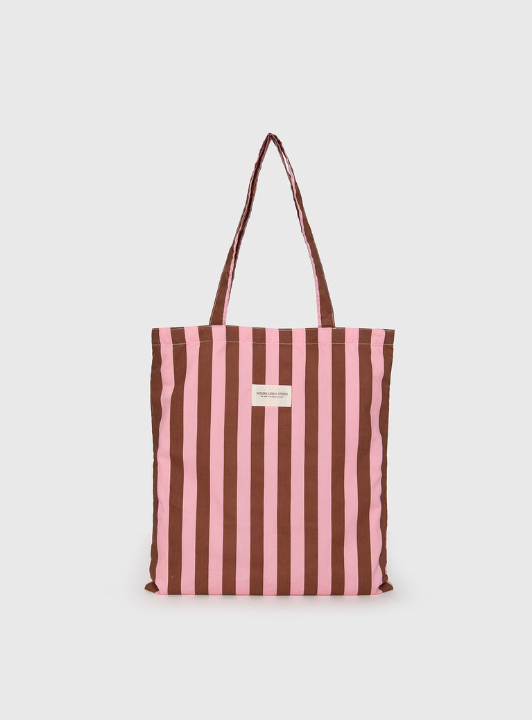Lelande Striped Tote Bag Pink/brown