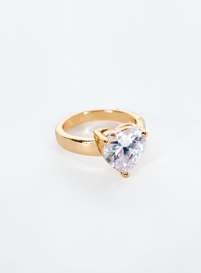 Gold-toned ring Diamante detail, lightweight