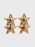 Double Star Earrings Gold