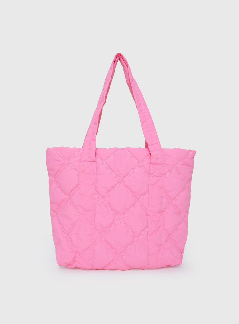 Jovie Nylon Quilted Tote Pink