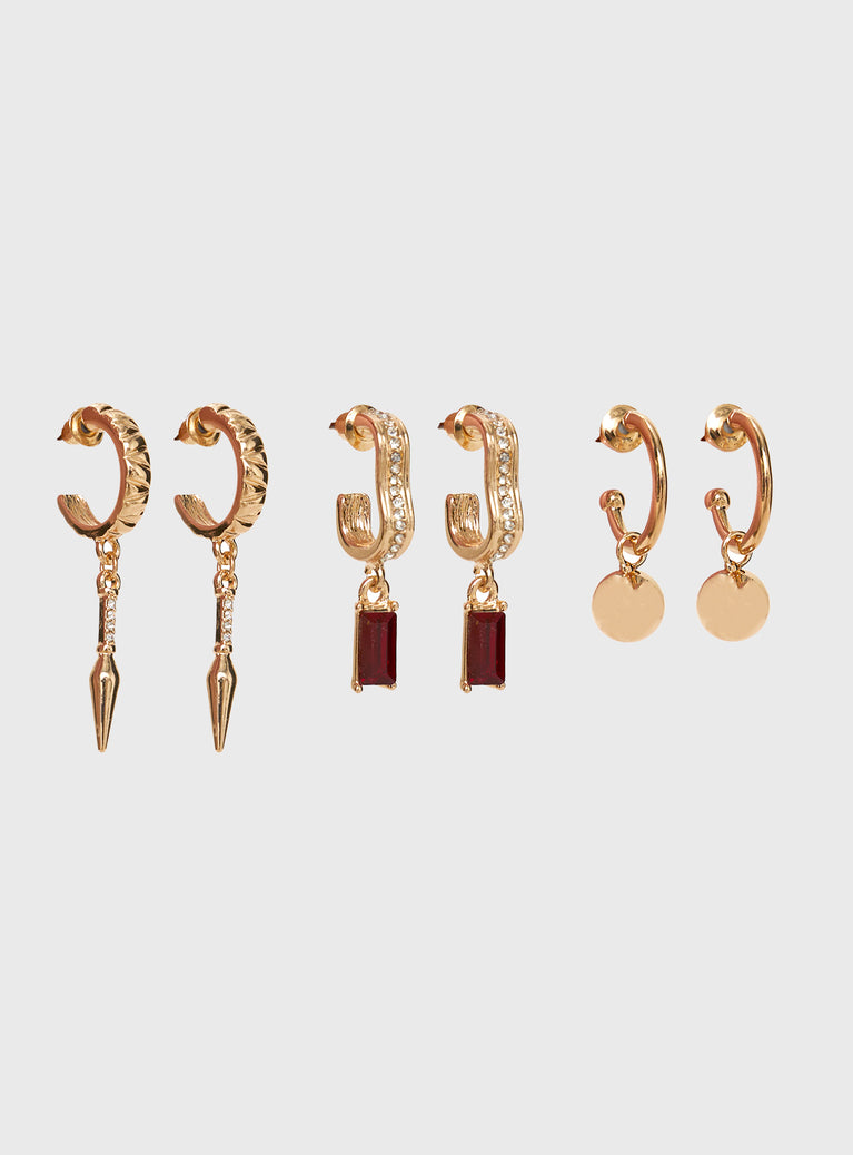 Red Corvette Earring Pack Gold