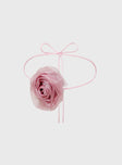 Rose necklace Rope style chain, tie fastening