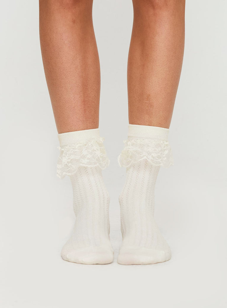 Josefina Frill Sock White