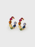 Statement hoops Gold-toned, gemstone detail, stud fastening Princess Polly Lower Impact 