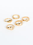 Ring pack Pack of five, diamante detail, lightweight