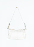 Faux leather shoulder bag Removable and adjustable strap, zip fastening and silver-toned hardware
