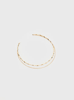 Gold-toned necklace  2 layered chain, one dainty Easy slip on 