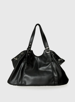 Amaria Buckle Detail Shoulder Bag Black