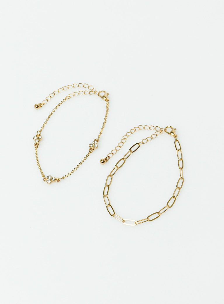 Bracelet pack Gold toned Two chains - these can be worn separately Lobster clasp fastening