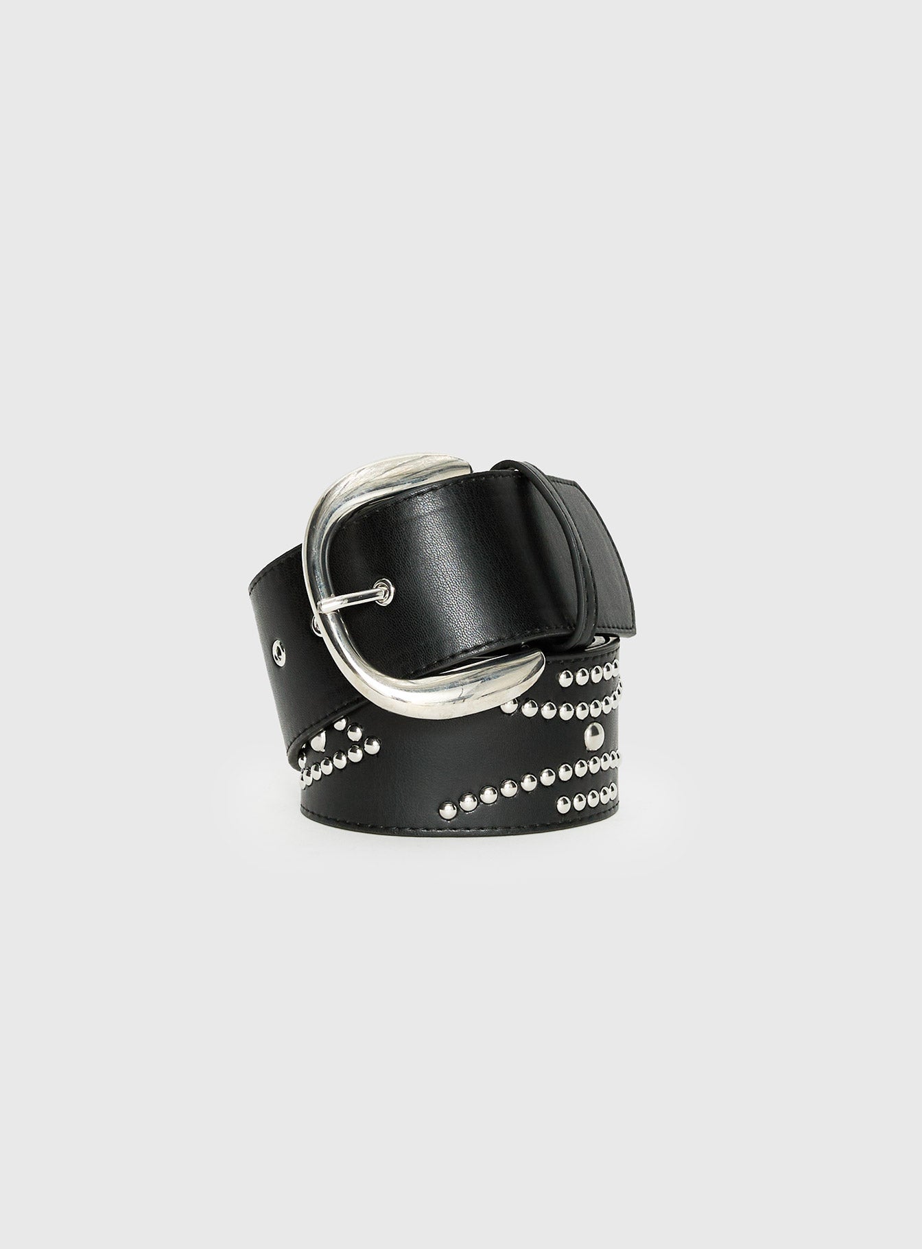 Jordynne Studded Faux Leather Belt Black / Silver