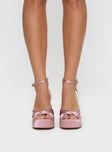 Everlasting Satin Platform Heels Baby Pink