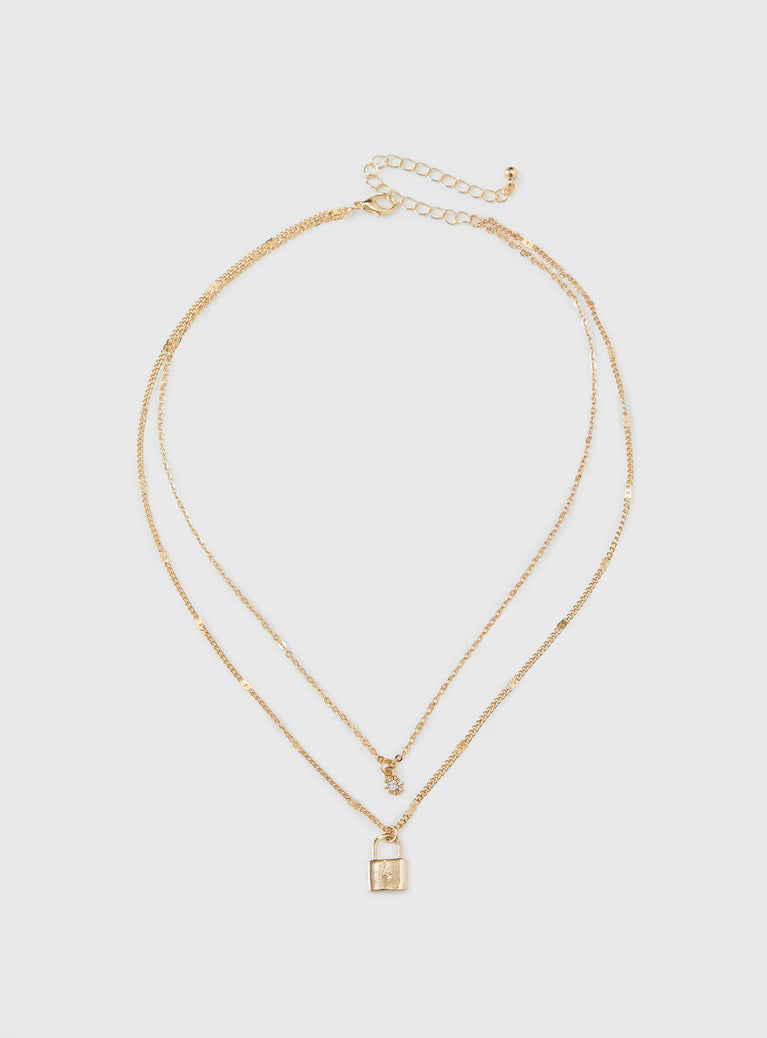 Santino Lock Necklace Pack Gold