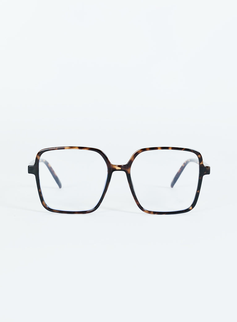 Tort frame glasses Clear lenses, moulded nose bridge, oversized frame
