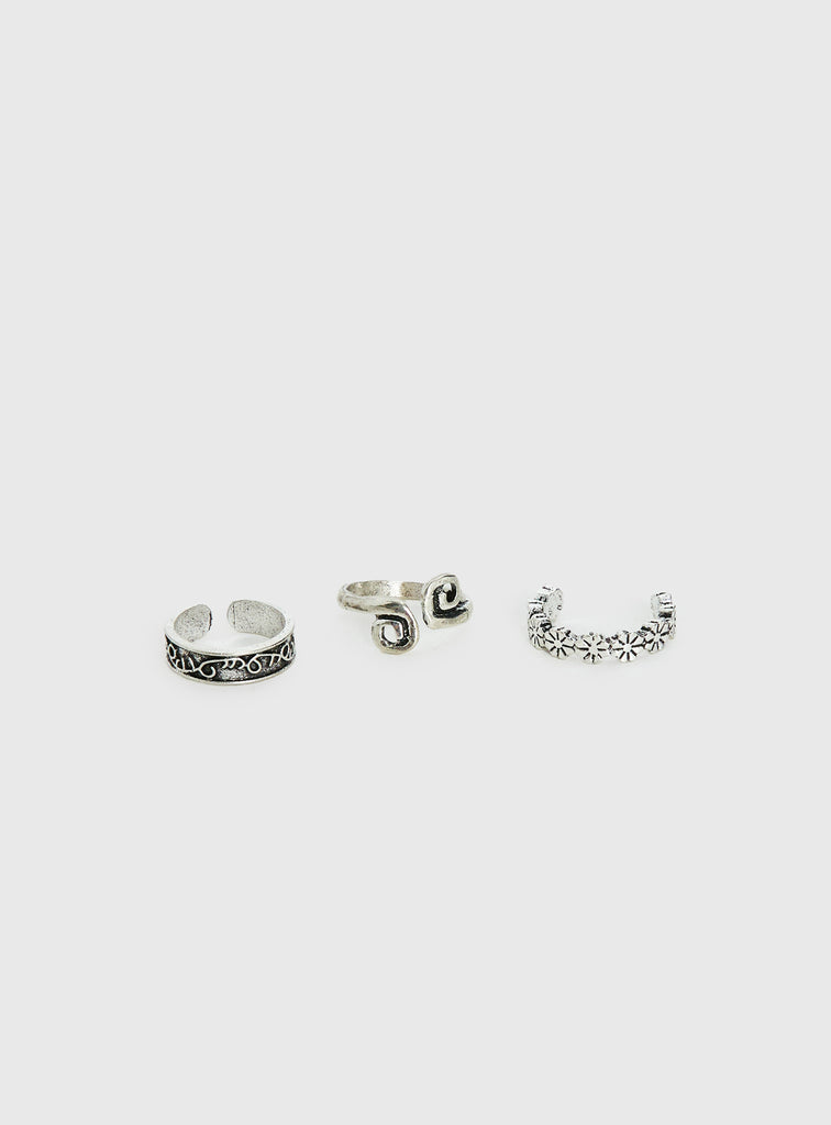 Ellissa Toe Ring Pack Silver | Princess Polly