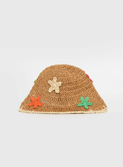 Blossomia Rattan Bucket Hat Tan
