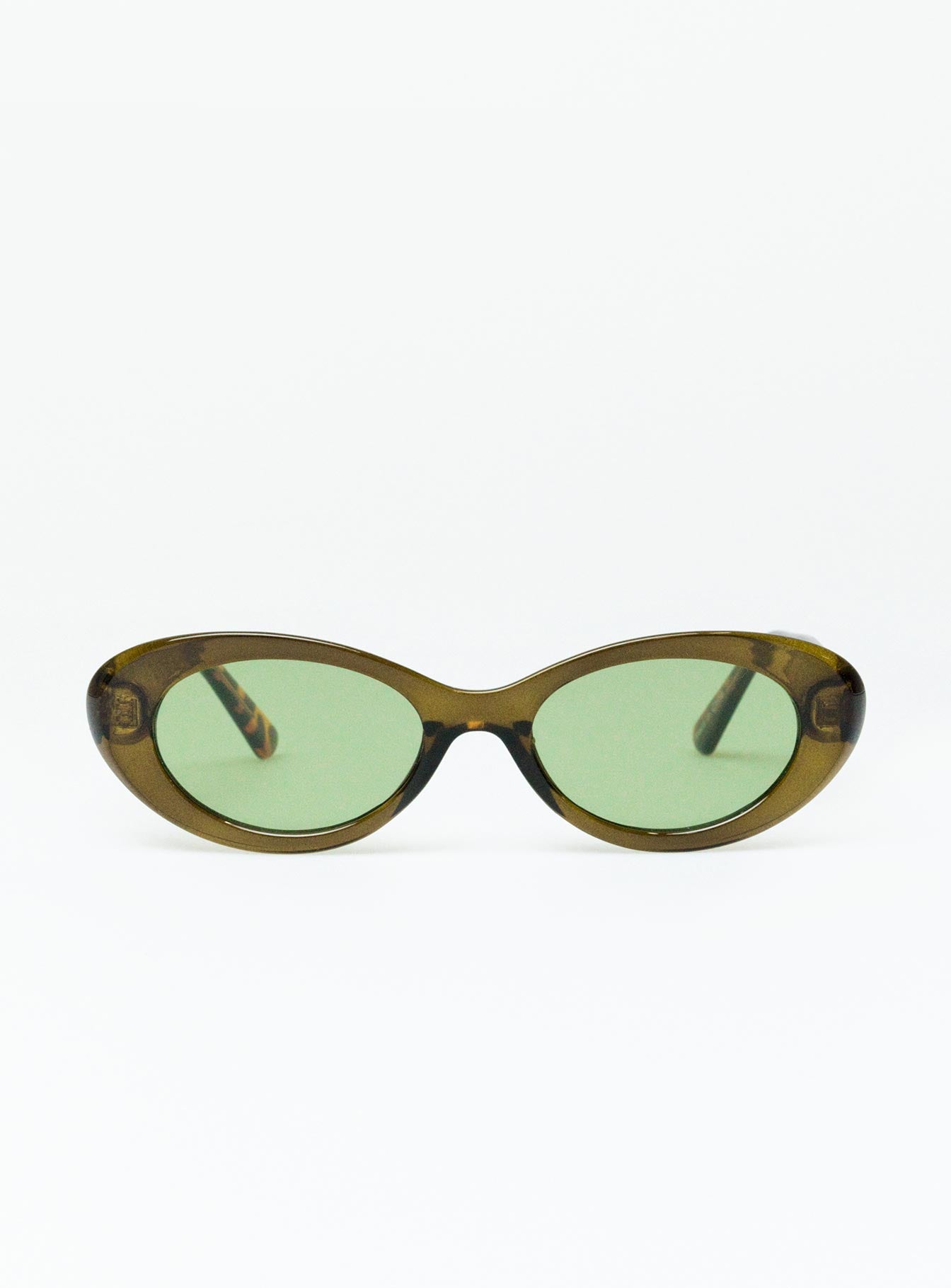 Sunglasses Tort frame Moulded nose bridge Green tinted lenses
