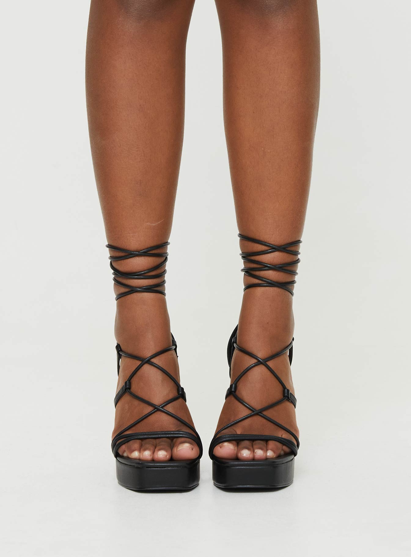 Topshop Roxi strappy platform heeled sandal in black croc | ASOS