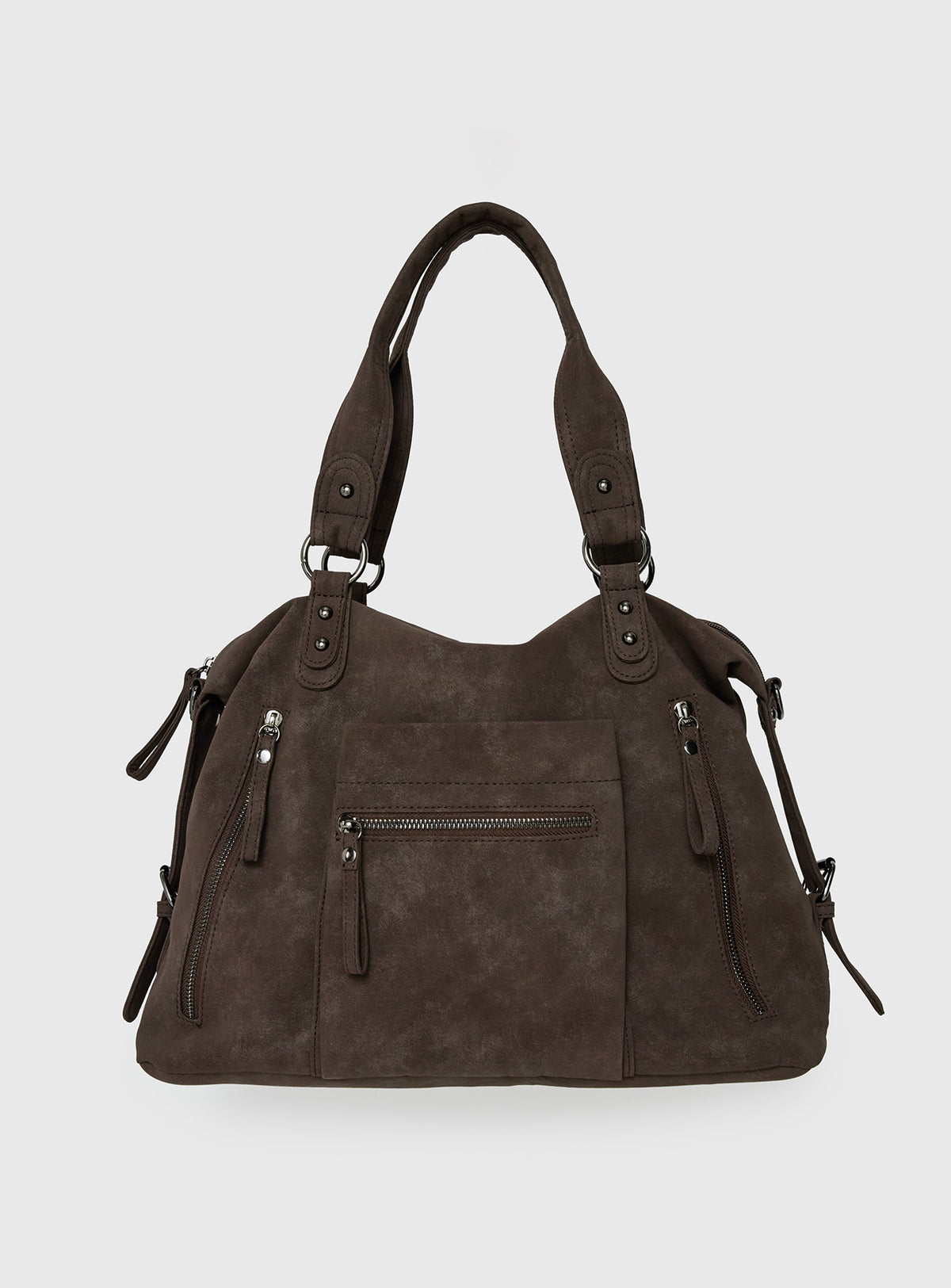 Olsenn Faux Suede Oversized Shoulder Bag Slate