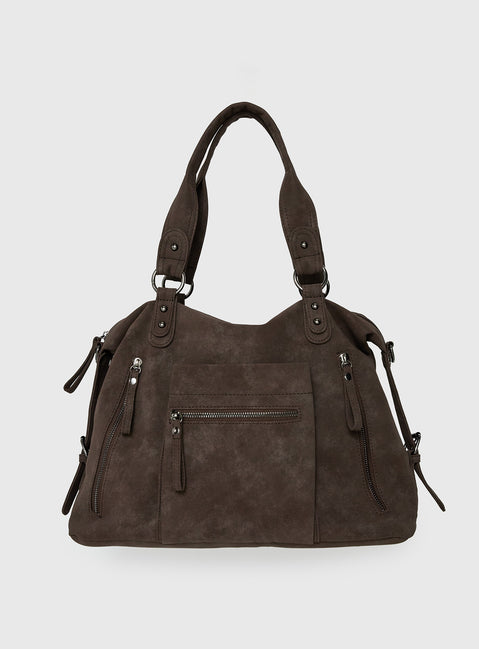 Olsenn Faux Suede Oversized Shoulder Bag Slate