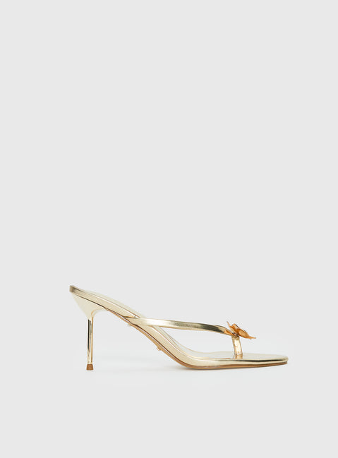 Billini Dalella Thong Heels Gold Metallic