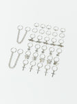 Hair ring pack Pack of thirty two  Silver toned Drop charm detail Lightweight