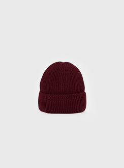 Maroon Knit Beanie Foldable brim