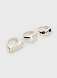 Silver-toned ring pack Pack of three, chunky style, lightweight