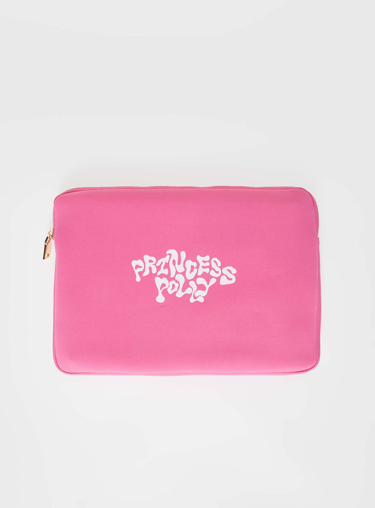 Pink Laptop case Graphic print secure zippered compartment padded for extra protection 