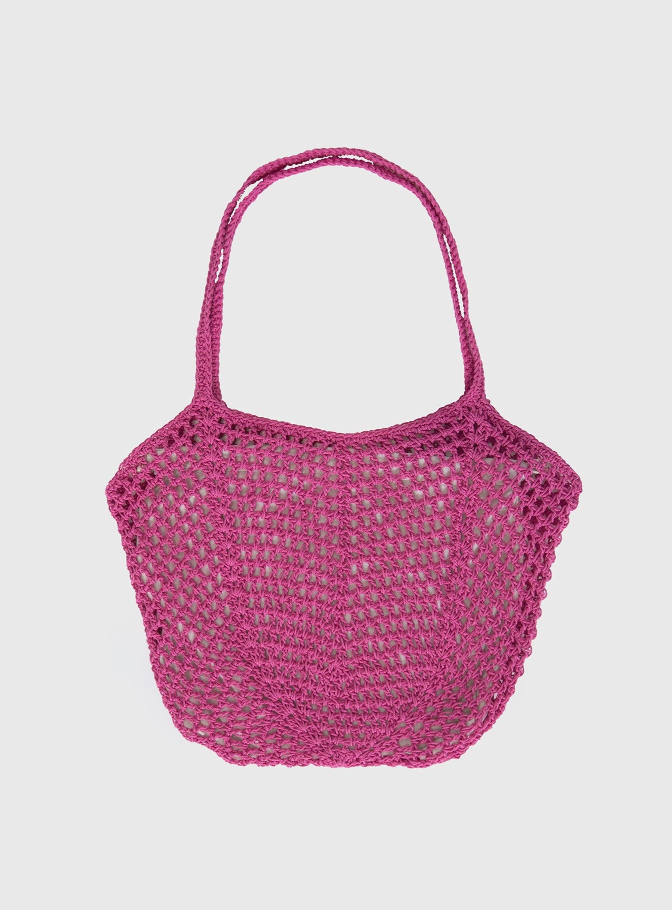 Saddler crochet tote pink