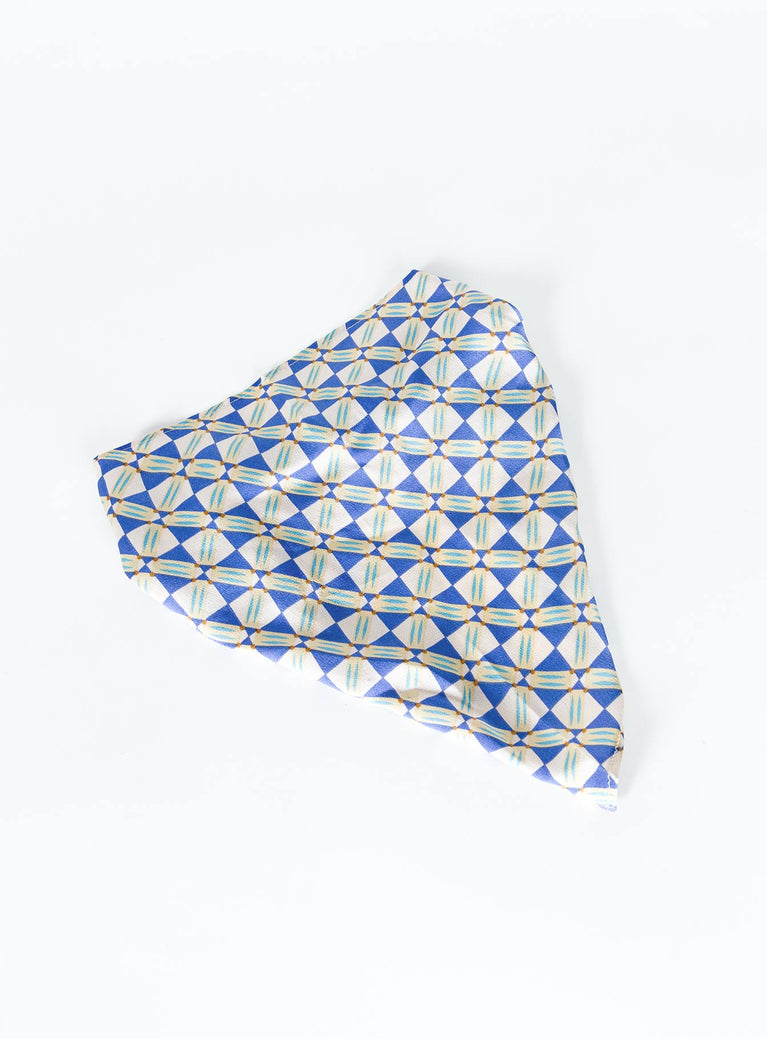 Head scarf Geo print  Elasticated band  Pointed hem  Unlined 