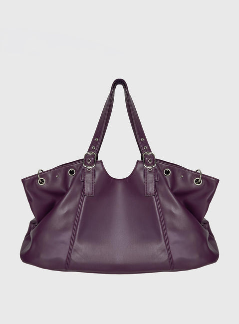 Amaria Buckle Detail Shoulder Bag Plum