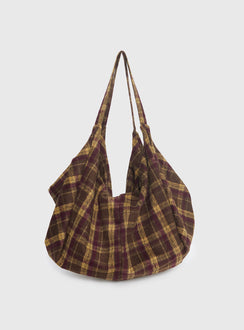 Sonora Oversized Tote Bag Brown Check