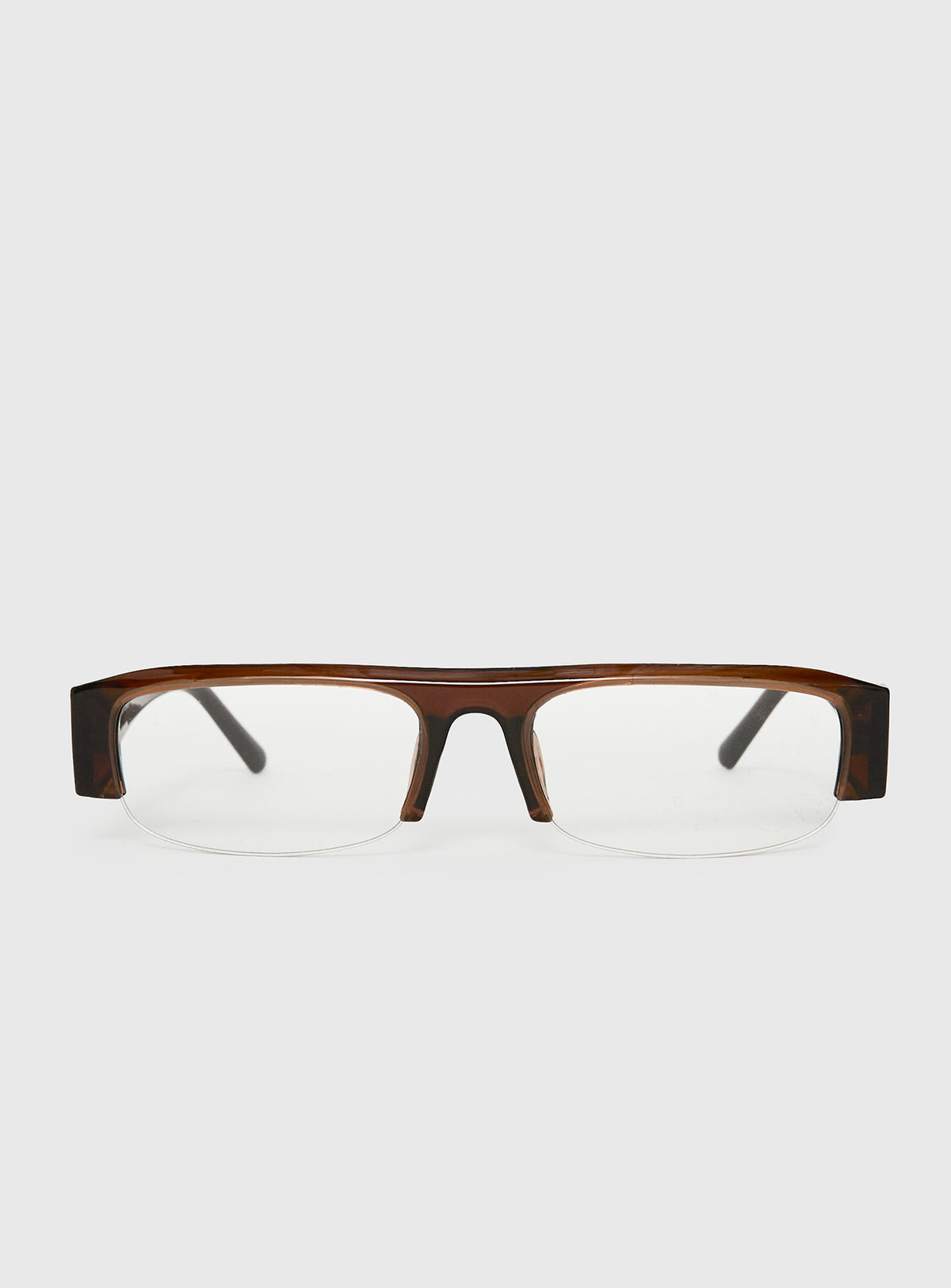 Elzie Blue Light Rectangle Glasses Brown / Clear