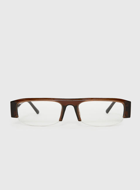 Elzie Blue Light Rectangle Glasses Brown / Clear