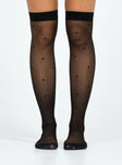 Stockings Sheer material Heart detail Thigh high design Good stretch