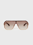 Oversized sunglasses Frameless design, gold-toned, silicone nose pads, diamante detail, light tinted lenses