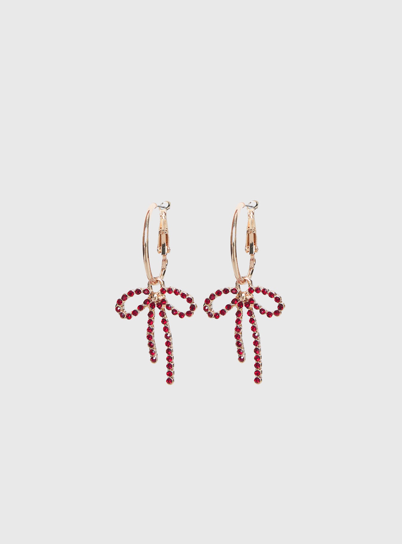 Goodnight And Go Bow Hoop Earrings Gold / Red