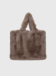 Tote Bag  Faux-fur material, fixed shoulder straps Gold-toned clasp fastening 
