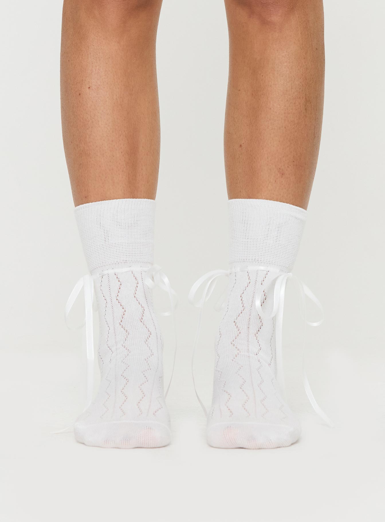 Bronson Ribbon Socks White