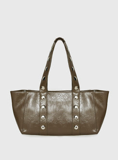 Fever Dreams Eyelet Shoulder Bag Khaki
