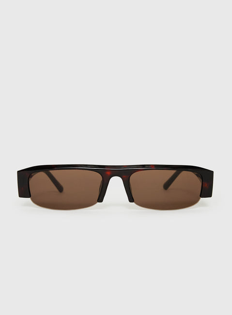 Elzie Rectangle Sunglasses Brown / Tort
