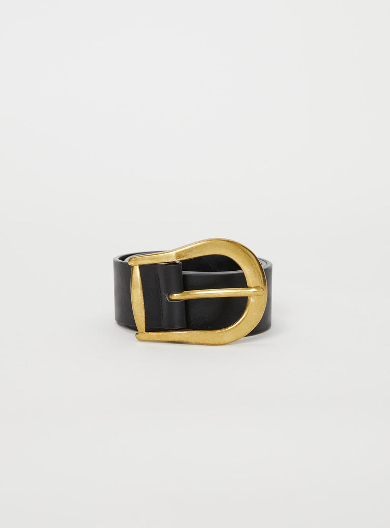 Faux leather belt, gold toned buckle
