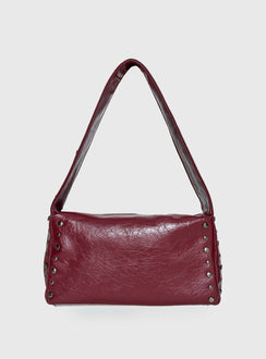 Kaiser Stud Detail Shoulder Bag Burgundy
